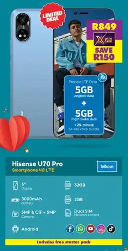 Shoprite Hisense U70 Pro Smartphone 4G LTE offer