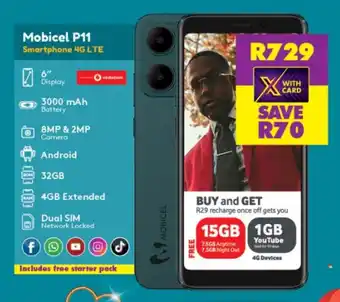 Shoprite Mobicel P11 Smartphone 4G LTE offer