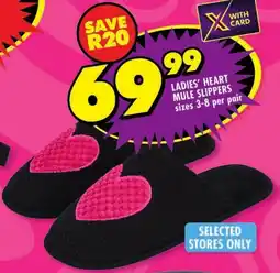 Shoprite Ladies' heart mule slippers offer