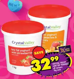 Shoprite Crystal valley low fat yoghurt all variants offer