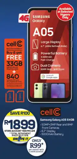 Pick n Pay Hypermarket Samsung Galaxy A05 64GB offer