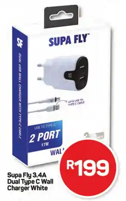 Pick n Pay Hypermarket Supa Fly 3.4A Dual Type C Wall Charger White offer