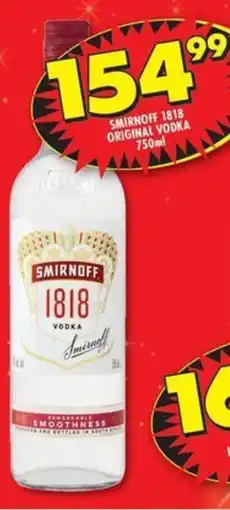 Shoprite Liquor Smirnoff 1818 original vodka offer