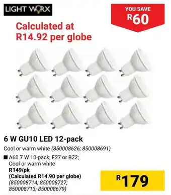 Builders Warehouse LIGHT WORX 6 W GU10 LED offer