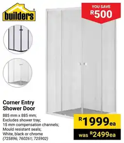 Builders Warehouse Corner Entry Shower Door offer