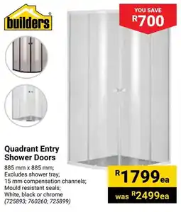 Builders Warehouse Quadrant Entry Shower Doors offer