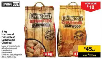 Builders Warehouse LIVING OUT Hardwood Briquettes/ Lumpwood Charcoal offer