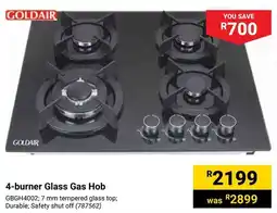 Builders Warehouse GOLDAIR 4-burner Glass Gas Hob offer