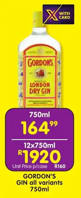 Shoprite Liquor Gordon's gin all variants offer