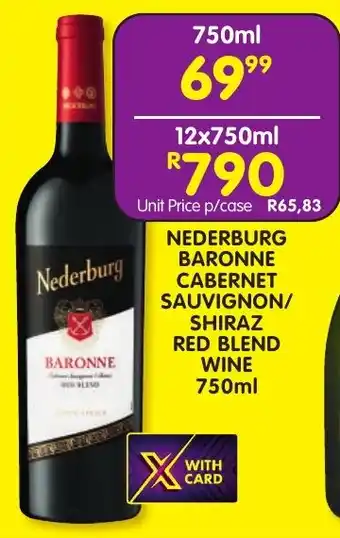 Shoprite Liquor Nederburg baronne cabernet sauvignon/ shiraz red blend wine offer