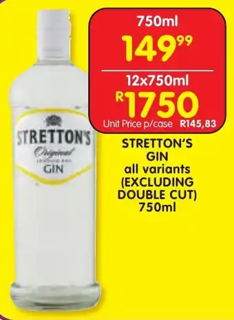 Shoprite Liquor Stretton's gin all variants offer