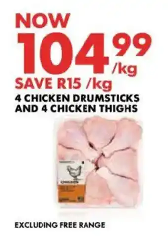 Woolworths 4 chicken drumsticks and 4 chicken thighs offer