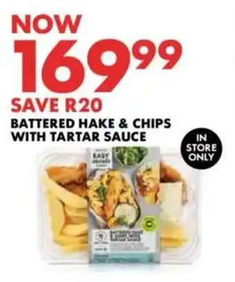 Woolworths Battered hake & chips with tartar sauce offer