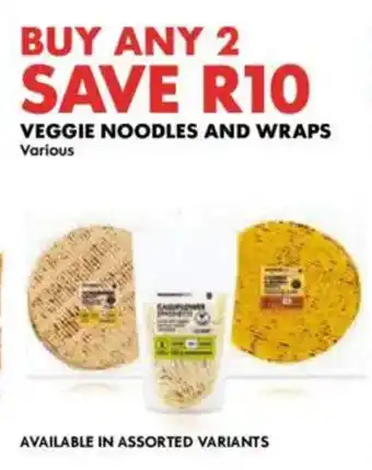 Woolworths Veggie noodles and wraps offer