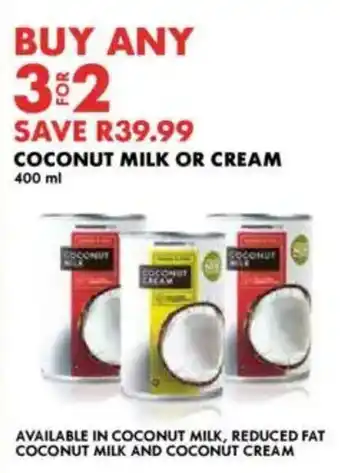 Woolworths Coconut milk or cream offer