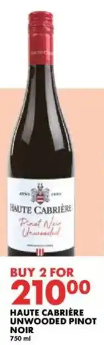 Woolworths Haute cabrière unwooded pinot noir offer