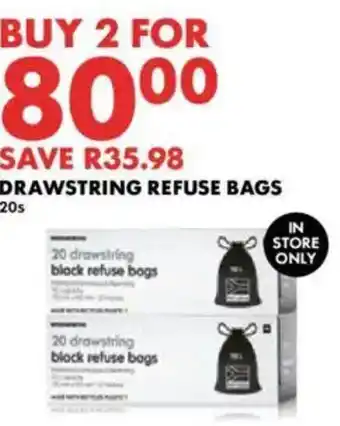 Woolworths Drawstring refuse bags offer