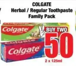 Boxer COLGATE Herbal/ Regular Toothpaste Family Pack offer