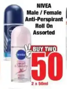 Boxer NIVEA Male/Female Anti-Perspirant Roll On Assorted offer