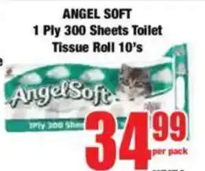 Boxer ANGEL SOFT 1 Ply 300 Sheets Toilet Tissue Roll offer