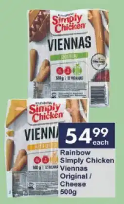 President Hyper Rainbow Simply Chicken Viennas Original/ Cheese offer