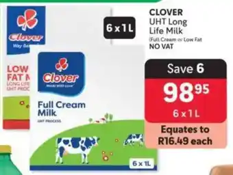 Makro CLOVER UHT Long Life Milk (Full Cream or Low Fat) offer