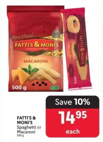 Makro FATTI'S & MONI'S Spaghetti or Macaroni offer