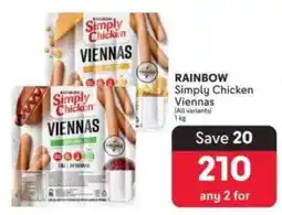 Makro RAINBOW Simply Chicken Viennas offer