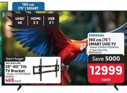 Makro SAMSUNG 190 cm (75") Smart UHD TV offer