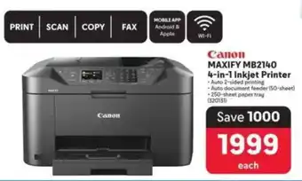 Makro Canon MAXIFY MB2140 4-in-1 Inkjet Printer offer