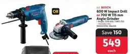 Makro BOSCH 600 W Impact Drill or 700 W 115 mm Angle Grinder offer