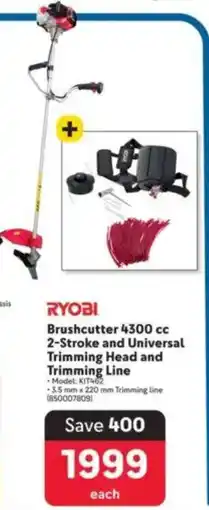 Makro RYOBI Brushcutter 4300 cc 2-Stroke and Universal Trimming Head and Trimming Line offer