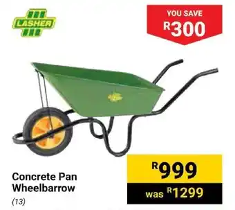 Builders Express LASHER Concrete Pan Wheelbarrow offer