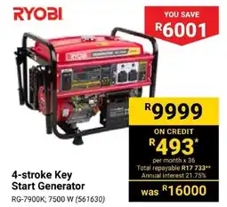 Builders Express RYOBI 4-stroke Key Start Generator offer