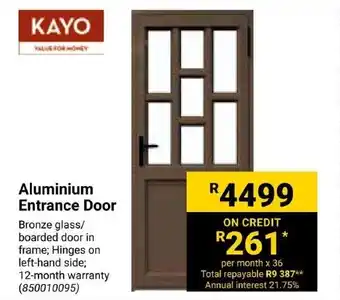 Builders Express KAYO Aluminium Entrance Door offer