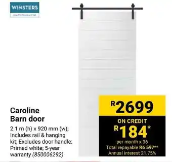 Builders Express WINSTERS Caroline Barn door offer