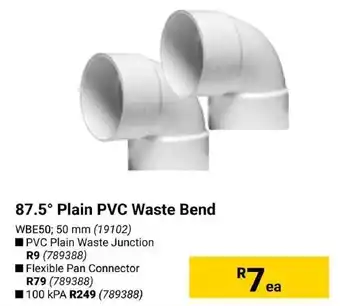 Builders Express 87.5° Plain PVC Waste Bend offer