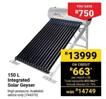 Builders Express Integrated Solar Geyser offer