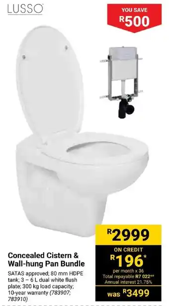 Builders Express LUSSO Concealed Cistern & Wall-hung Pan Bundle offer