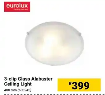 Builders Express Eurolux 3-clip Glass Alabaster Ceiling Light offer