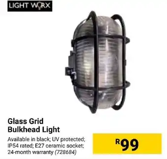 Builders Express LIGHT WORX Glass Grid Bulkhead Light offer