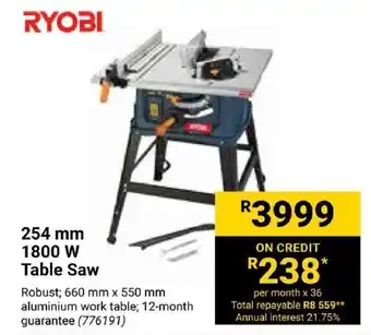 Builders Express RYOBI 1800 W Table Saw offer