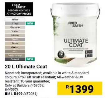 Builders Express FIRED EARTH Ultimate Coat offer