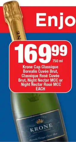 OK Liquor Krone Cap Classique Borealis Cuvée Brut, Classique Rosé Cuvée Brut, Night Nectar MCC or Night Nectar Rosé MCC offer