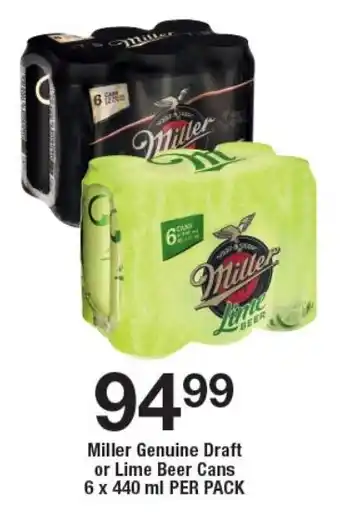 OK Liquor Miller Genuine Draft or Lime Beer Cans offer