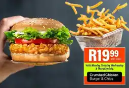 Take 'n Pay Crumbed Chicken Burger & Chips offer