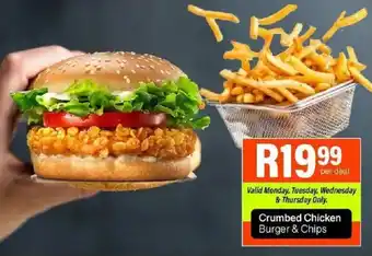 Take 'n Pay Crumbed Chicken Burger & Chips offer