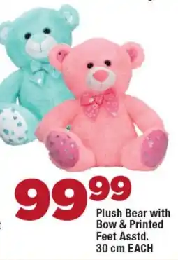 OK Foods Plush Bear with Bow & Printed Feet Asstd. offer