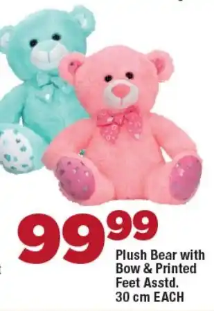 OK Foods Plush Bear with Bow & Printed Feet Asstd. offer