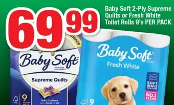 OK Foods Baby Soft 2-Ply Supreme Quilts or Fresh White Toilet Rolls offer